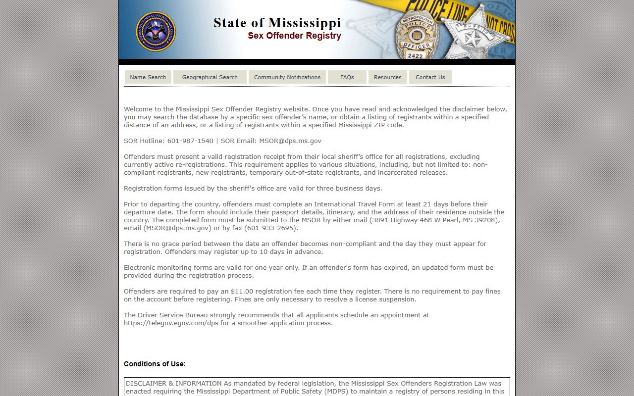 Mississippi sex-offender registry used with Greene County arrest records