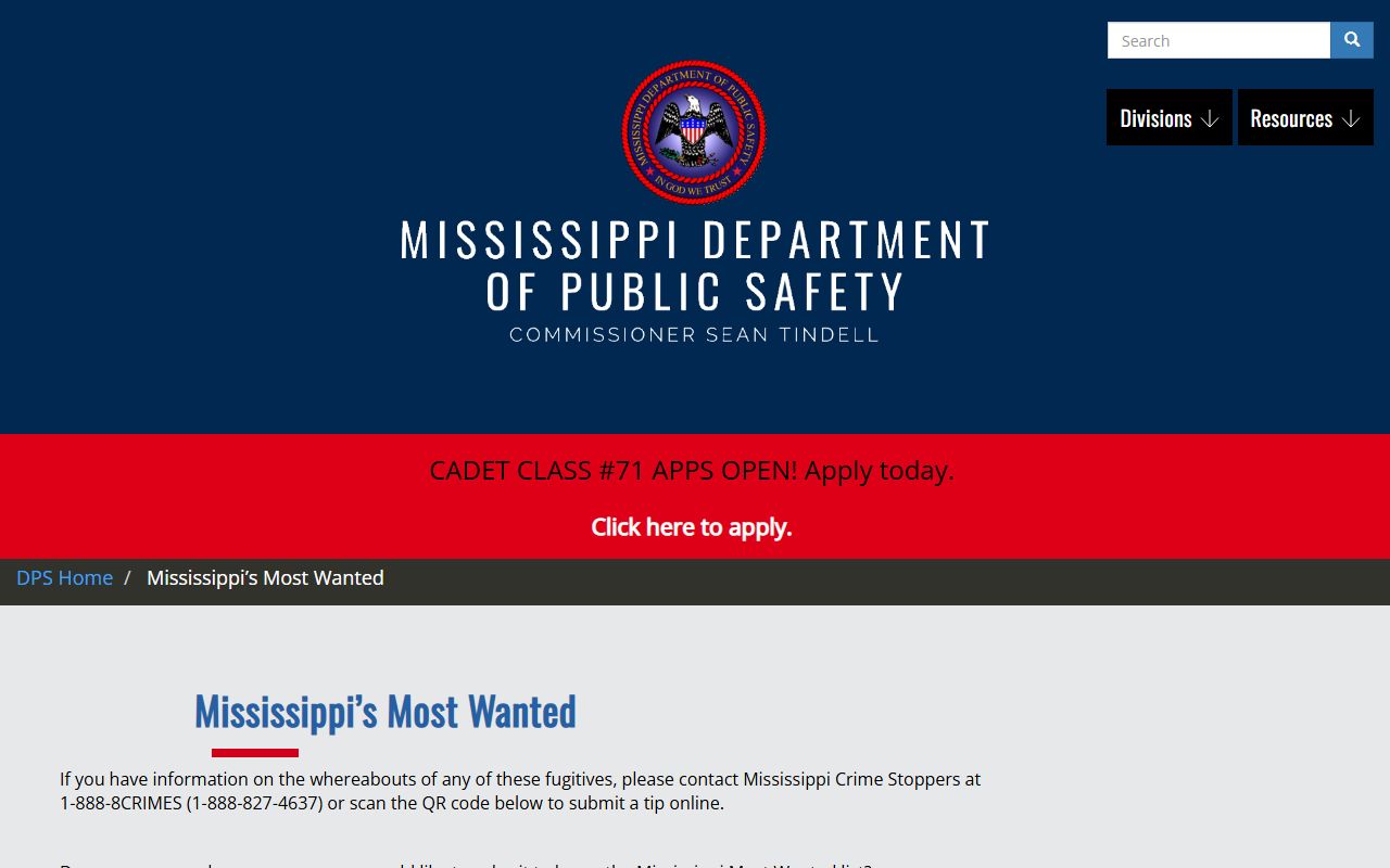 Mississippi DPS Most Wanted list paired with Greene County arrest records