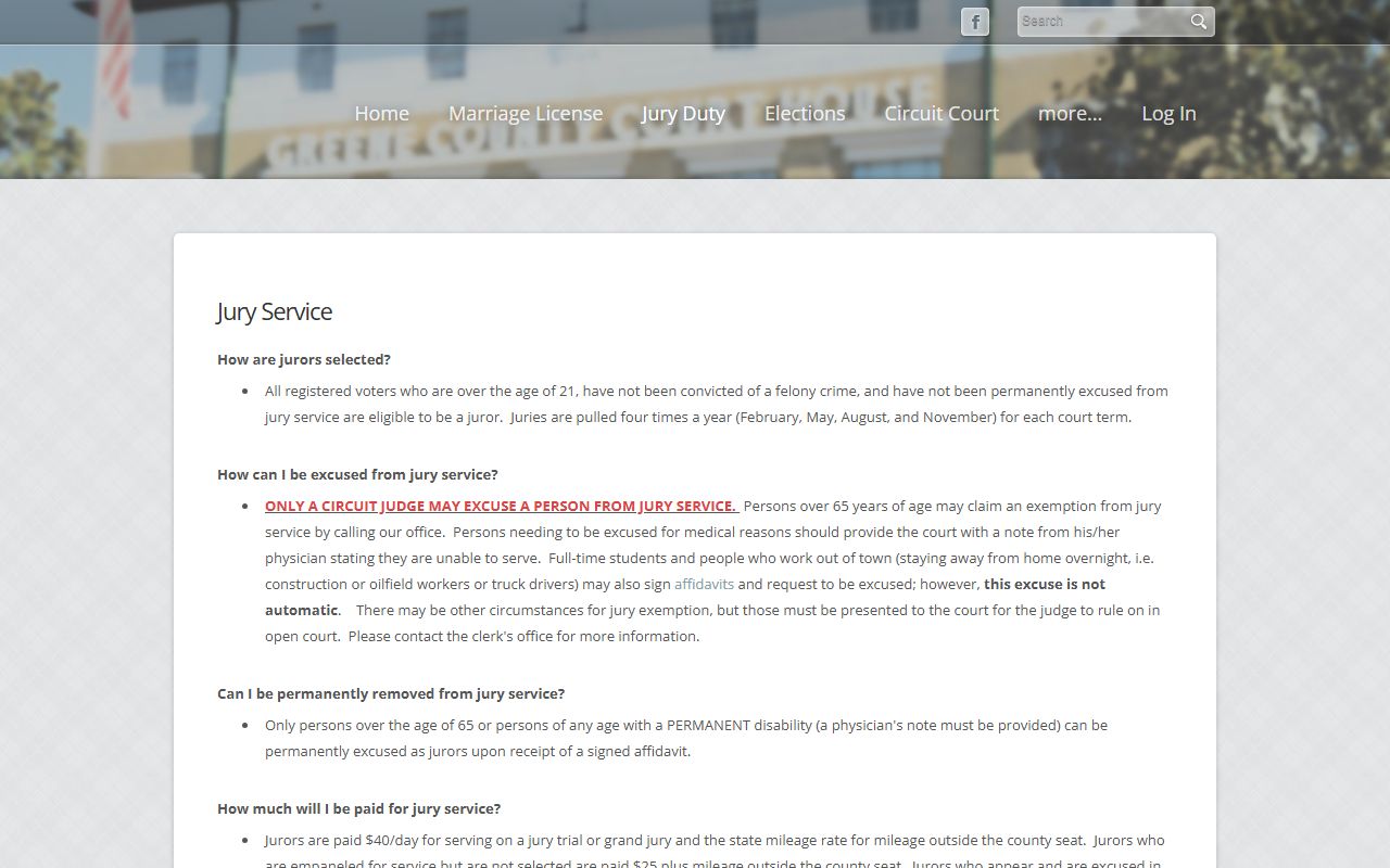 Greene County court dockets jury service details on the Circuit Clerk jury-duty page