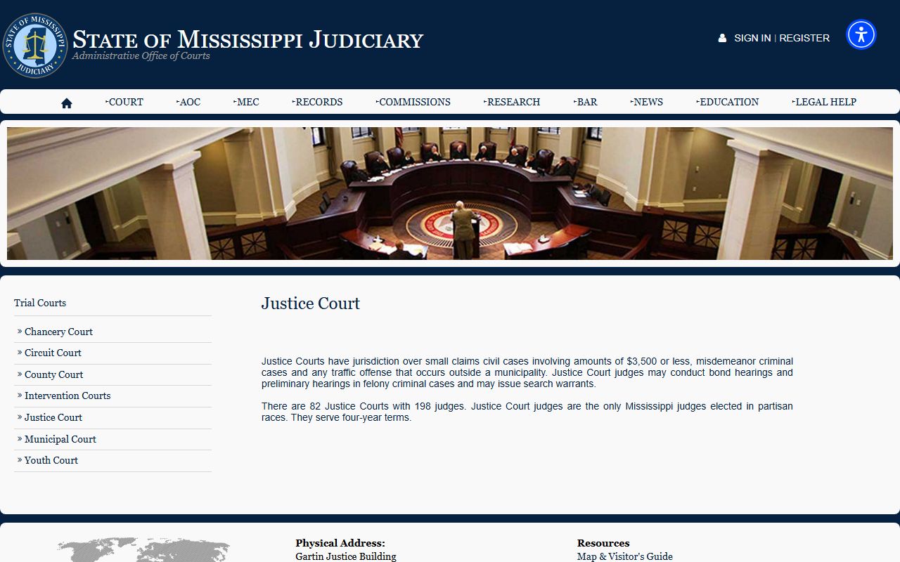 Greene County court dockets context in the Mississippi Justice Court overview