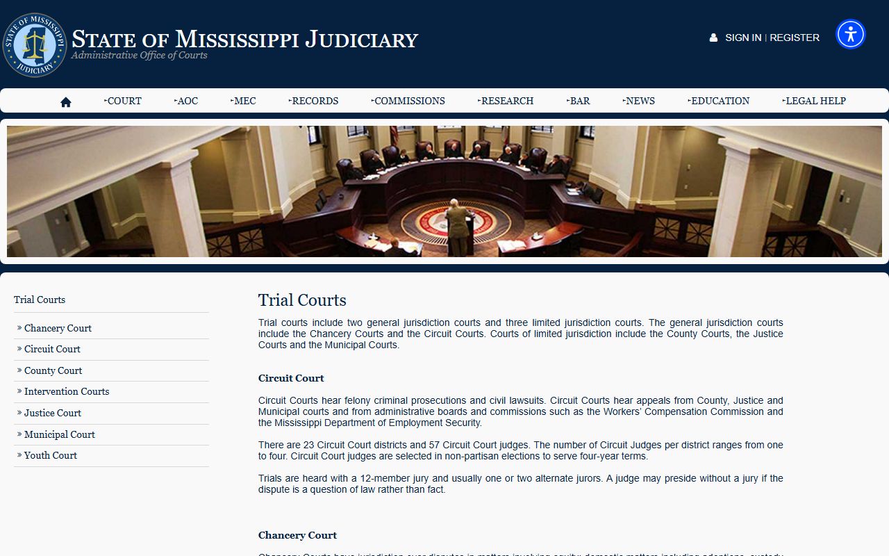 Greene County court dockets context in the Mississippi trial-court overview