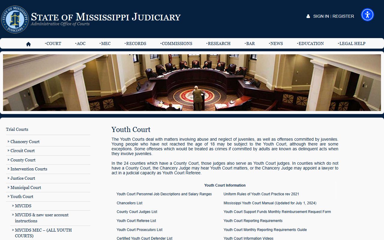 Greene County court dockets boundary shown in the Mississippi Youth Court overview