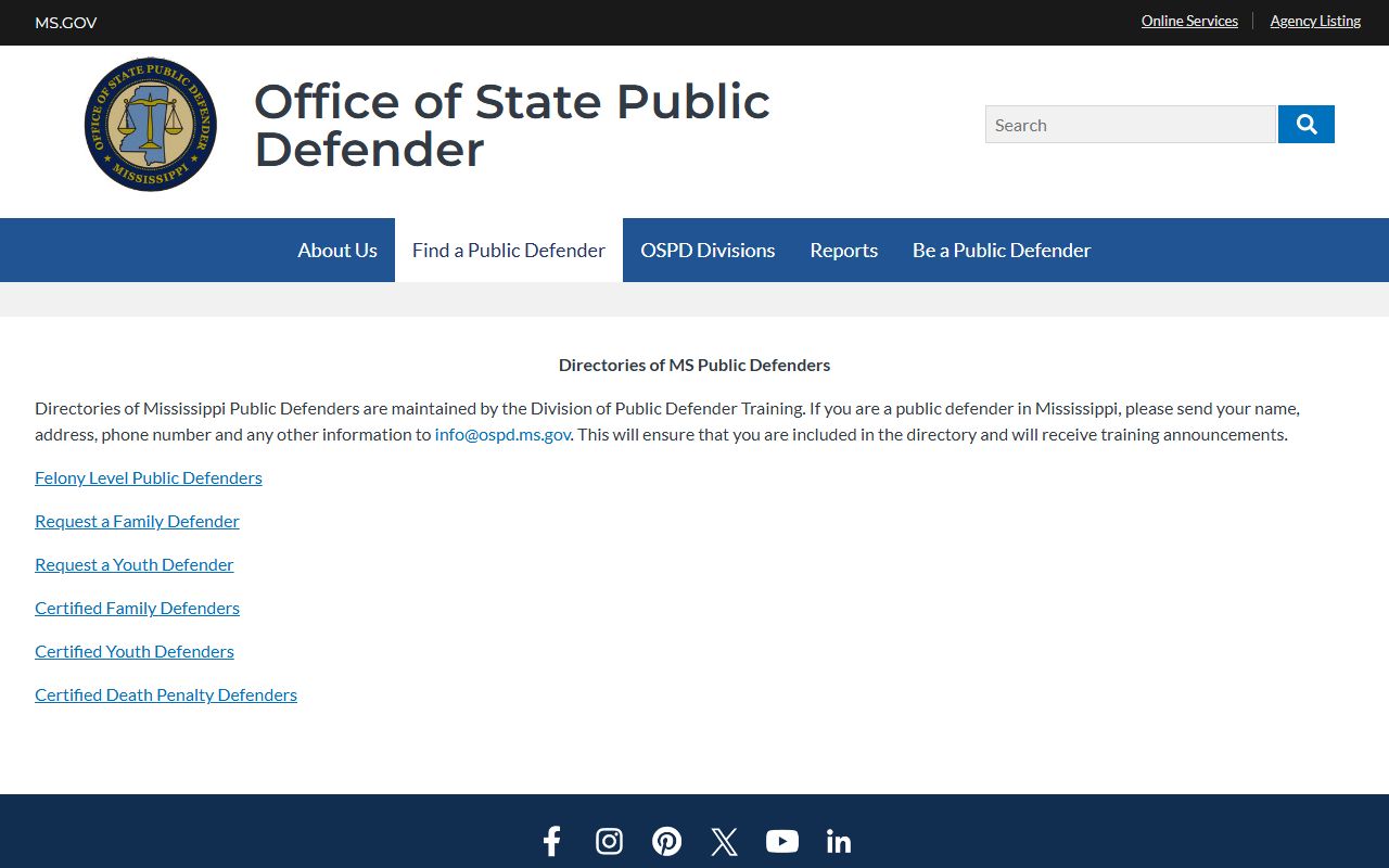 Find a public defender page for Greene County criminal court records