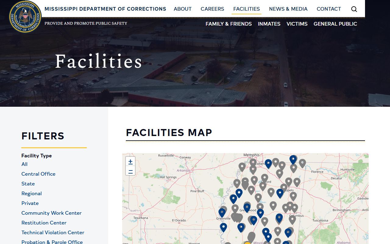 MDOC facilities list relevant to a Greene County inmate search