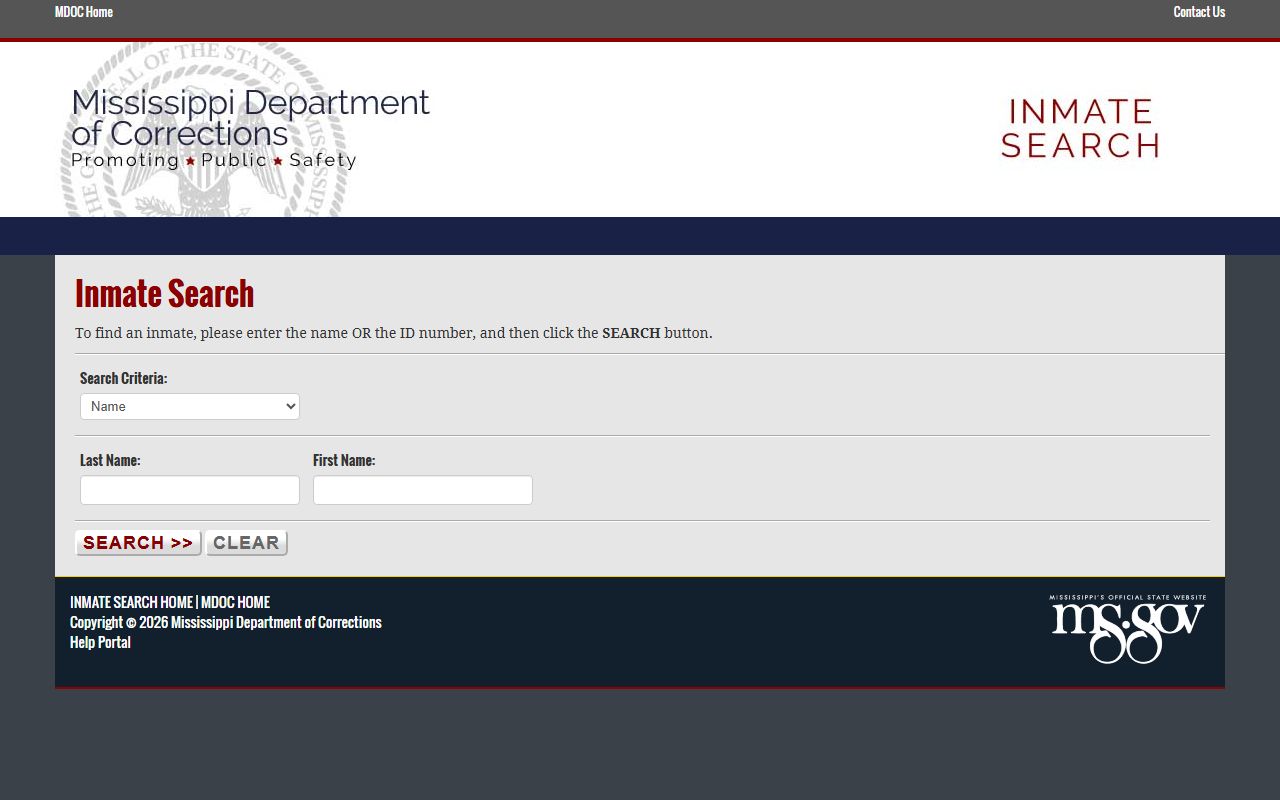 MS.gov portal version of the MDOC Greene County inmate search