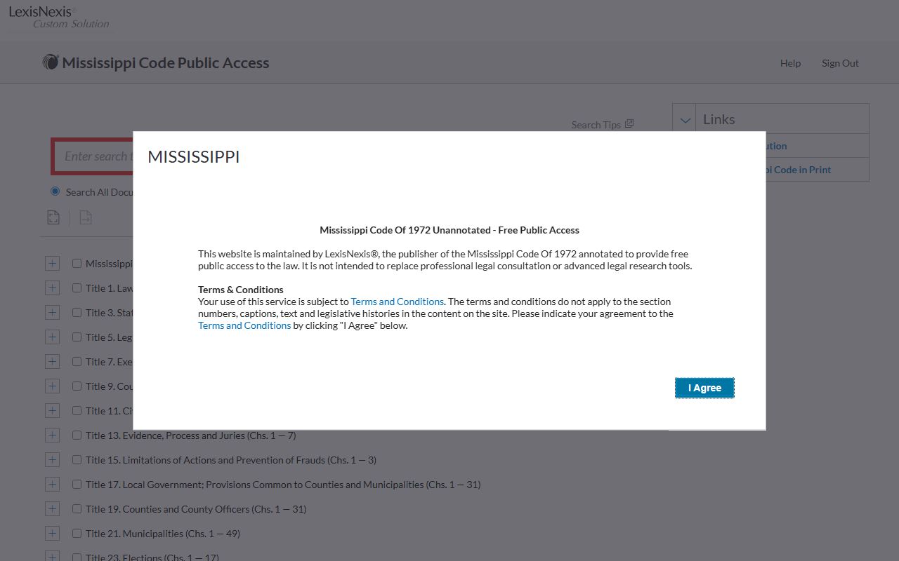 Mississippi Code access used to read Greene County warrant statutes